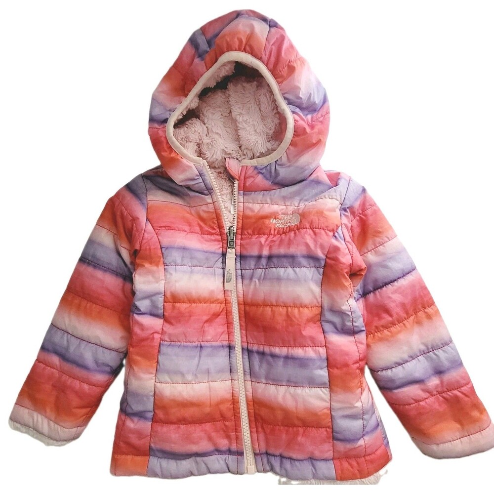 The North Face Baby Girls 18-24M Pink Reversible Hooded Fleece Puffer Jacket